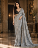 Silver Sequin Saree